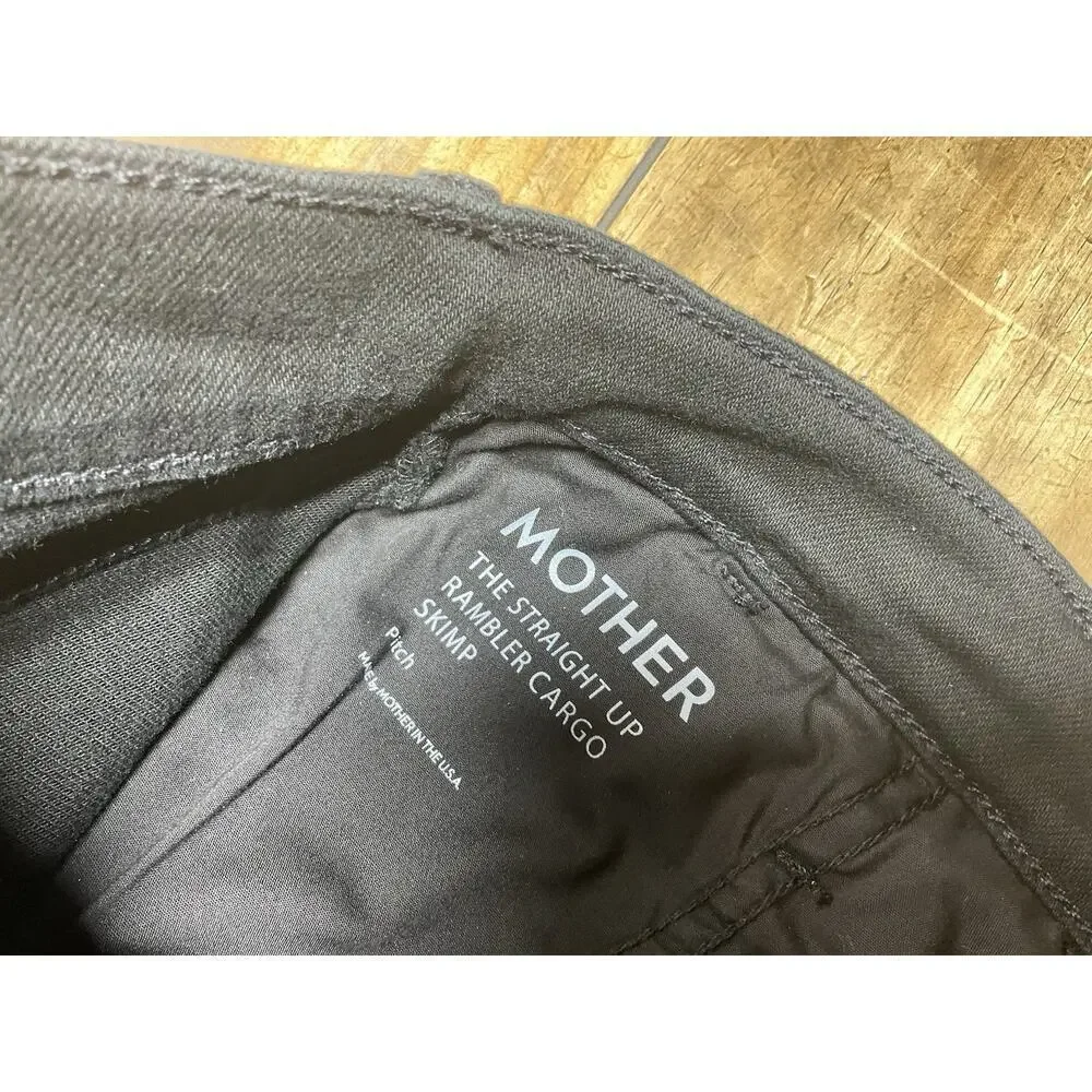 MOTHER Straight Up Rambler Cargo Skimp Pitch Jeans Black Size 27